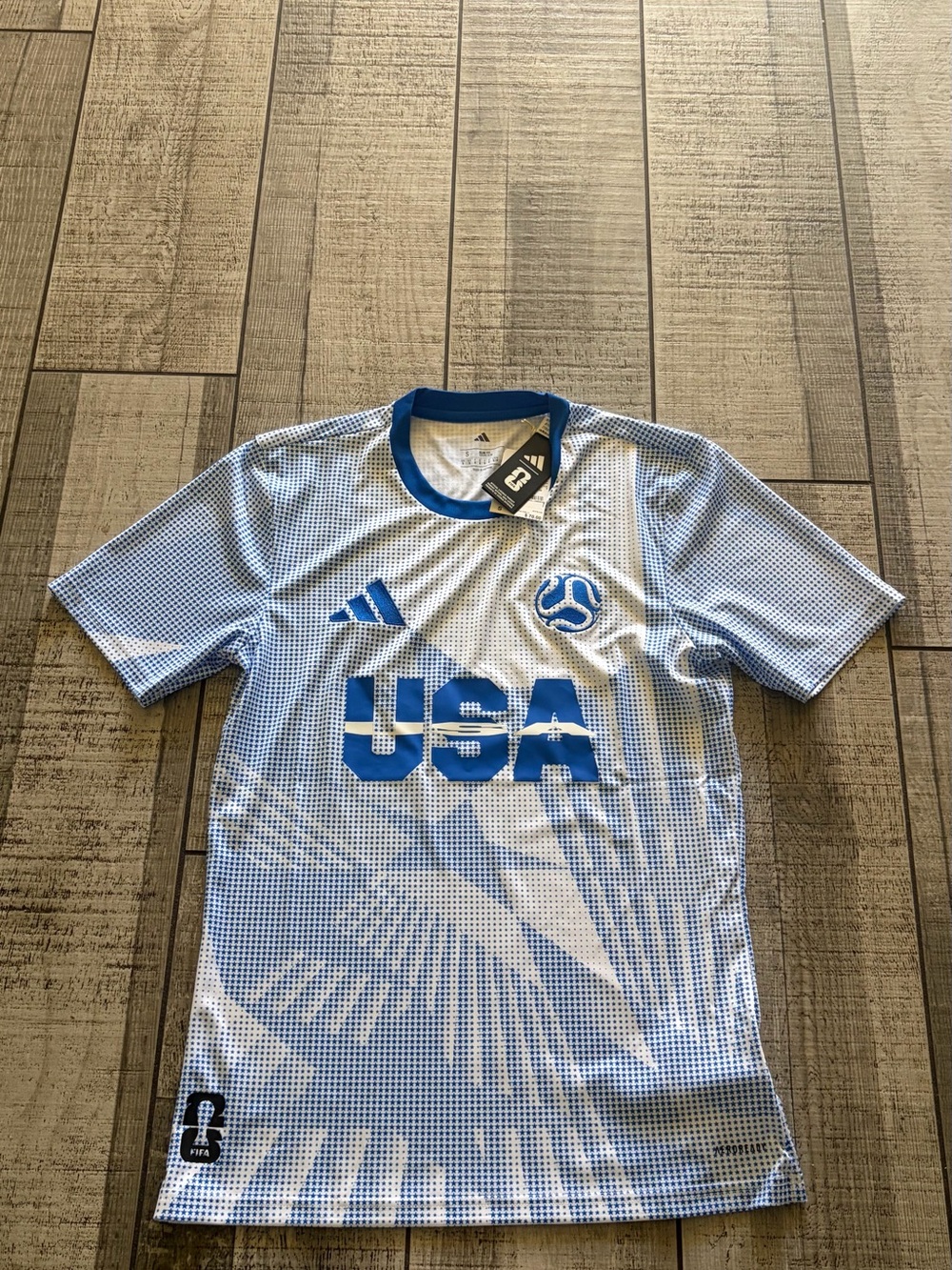 adidas Light Blue and Royal Blue USA Soccer Jersey FIFA World Cup Men’s Small